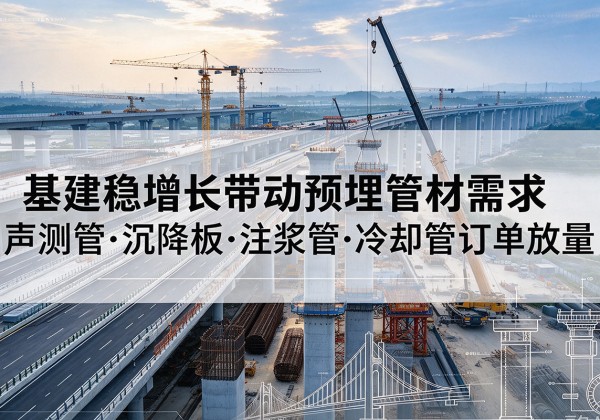 中卫基建稳增长带动预埋监测管材需求，声测管、沉降板、注浆管订单持续放量
